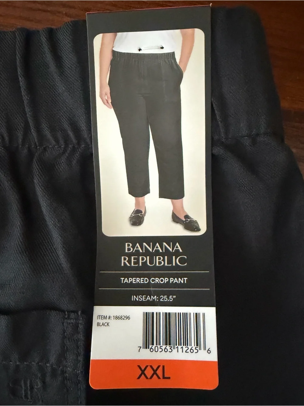 New Banana Republic Women’s Black Elastic-Waist Tapered Crop Pull-On Pants XXL